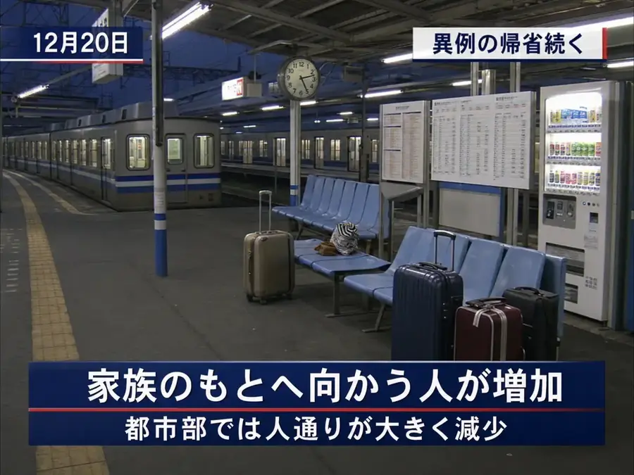 無人の駅のホームを映した12月20日のニュース画像