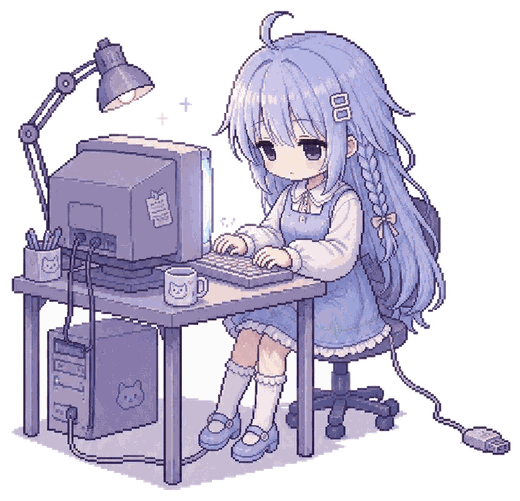 CRTモニターで秘密領域を管理している少女